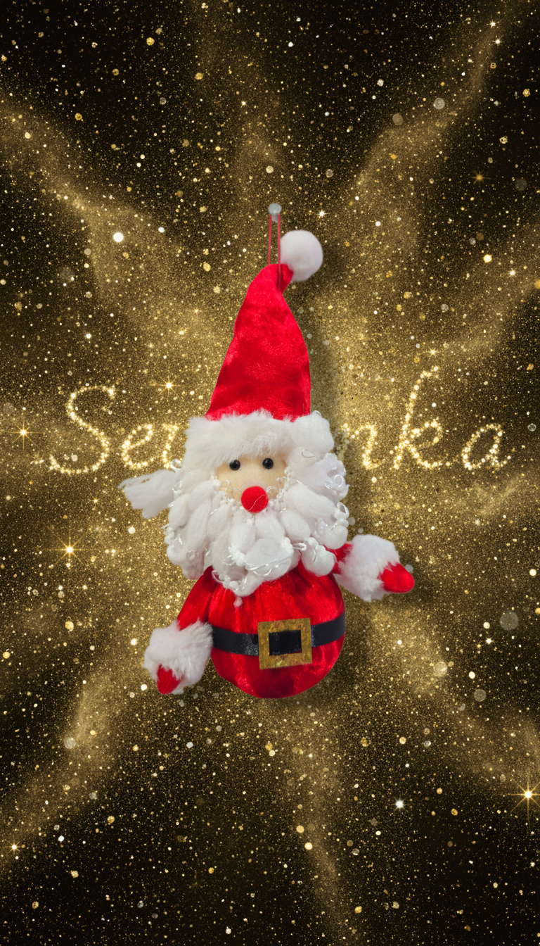 Sevsenka Işıltılı Kırmızı Noel Baba Maskotu Dekoratif Süs 2027 Yılbaşı Hediyeleri