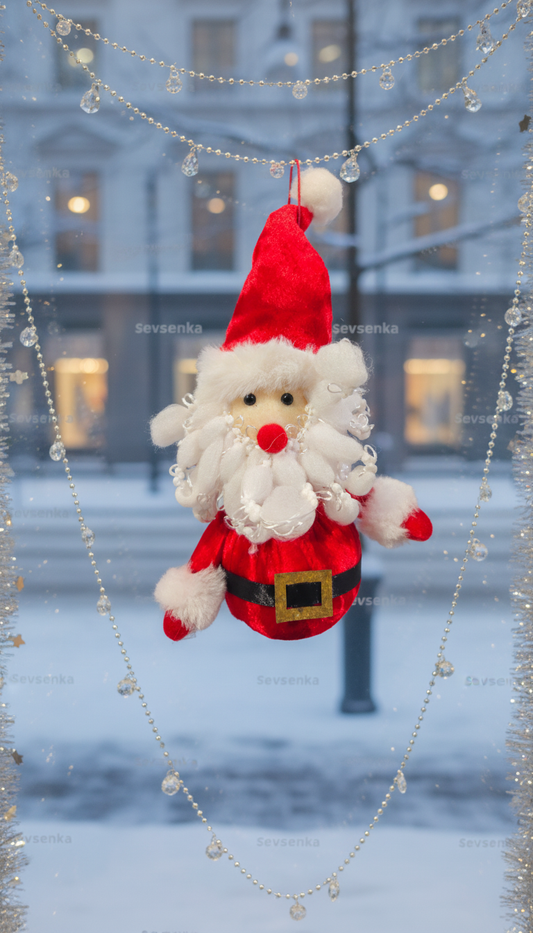 Sevsenka Işıltılı Kırmızı Noel Baba Maskotu Dekoratif Süs 2027 Yılbaşı Hediyeleri