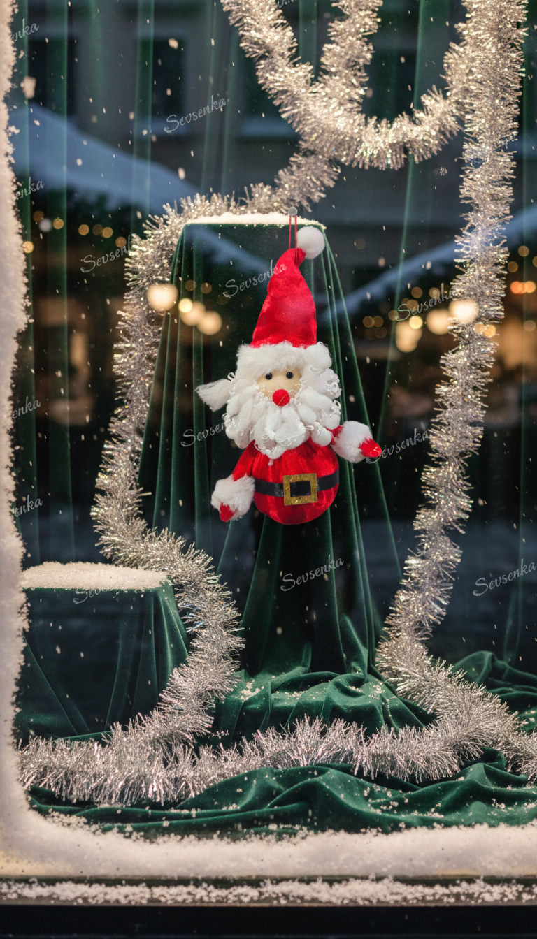 Sevsenka Işıltılı Kırmızı Noel Baba Maskotu Dekoratif Süs 2027 Yılbaşı Hediyeleri