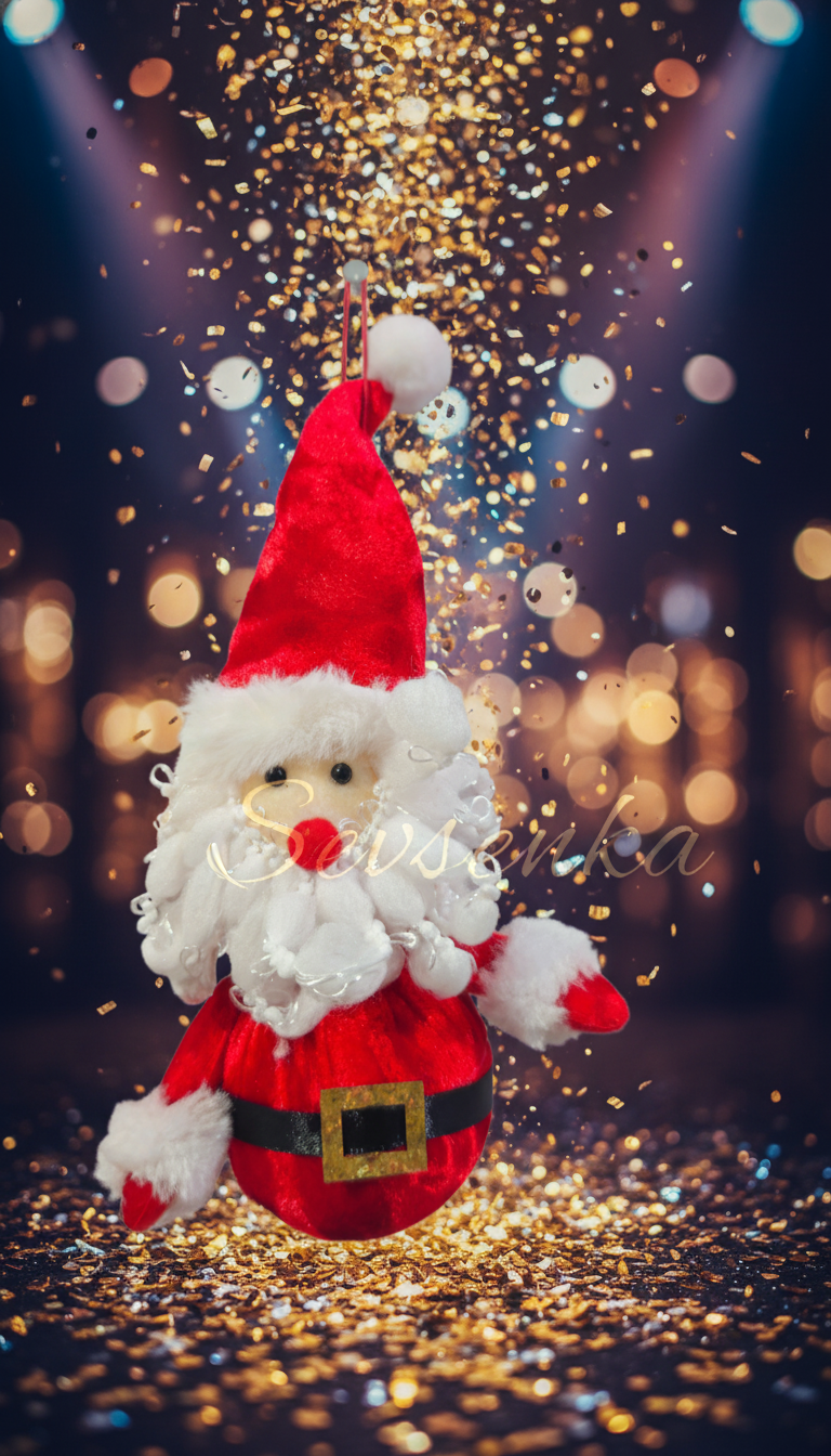 Sevsenka Işıltılı Kırmızı Noel Baba Maskotu Dekoratif Süs 2027 Yılbaşı Hediyeleri