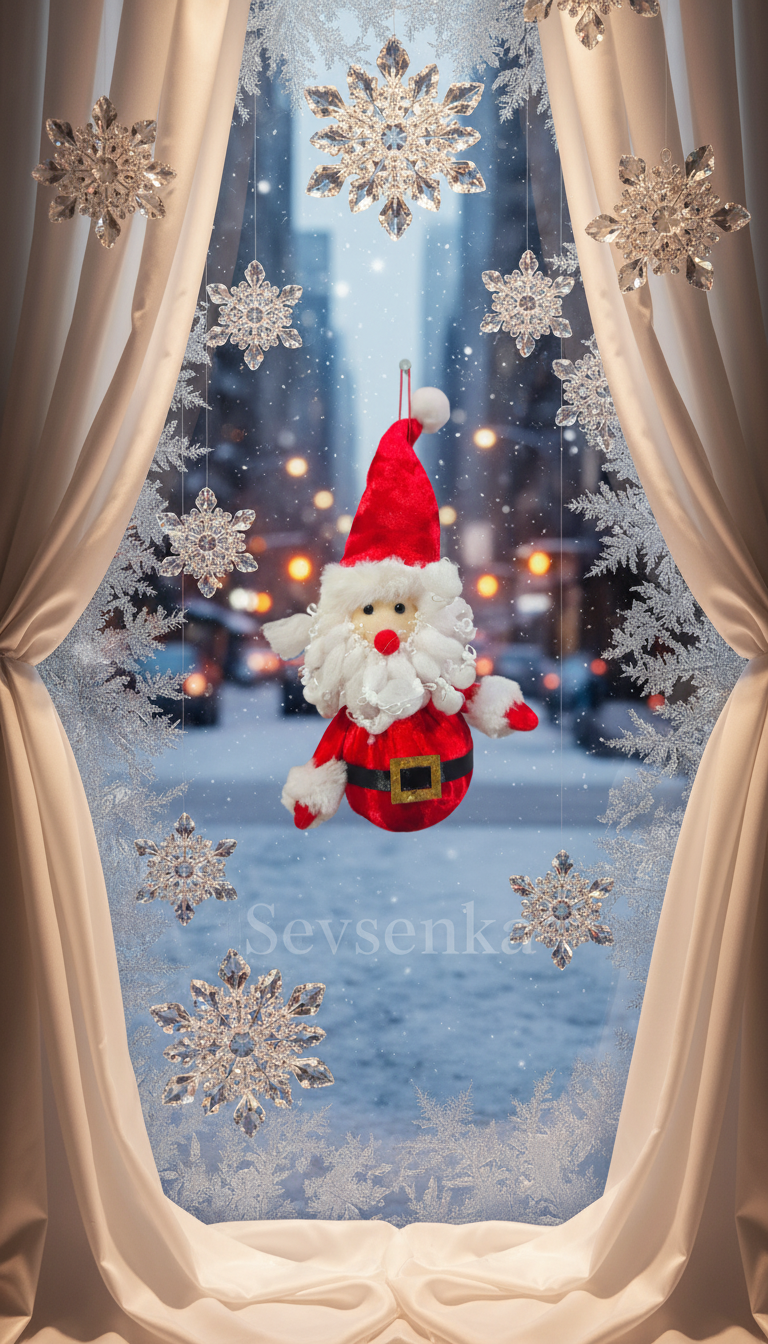 Sevsenka Işıltılı Kırmızı Noel Baba Maskotu Dekoratif Süs 2027 Yılbaşı Hediyeleri