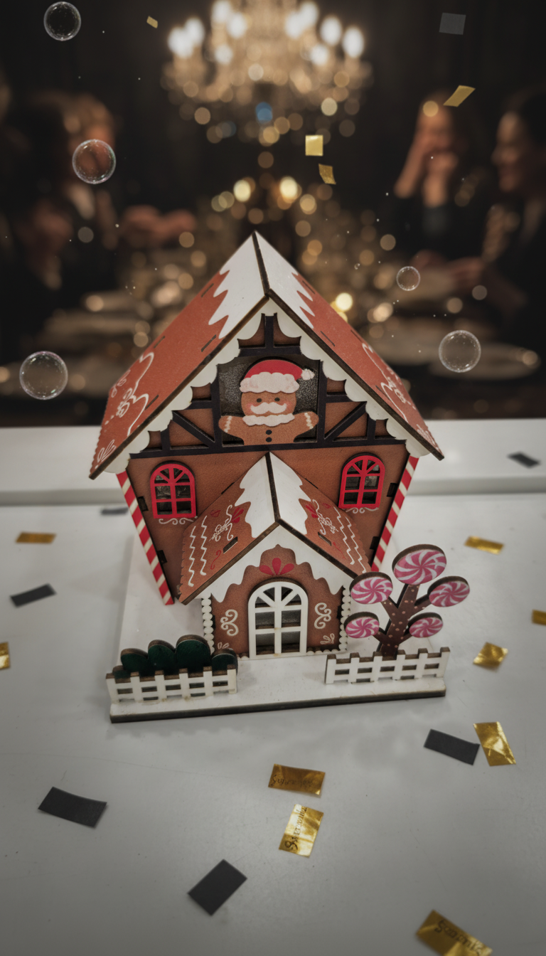 Sevsenka Lüks Zencefilli Yılbaşı Konağı Süslemesi 15cm 2027 Yılbaşı Hediyeleri